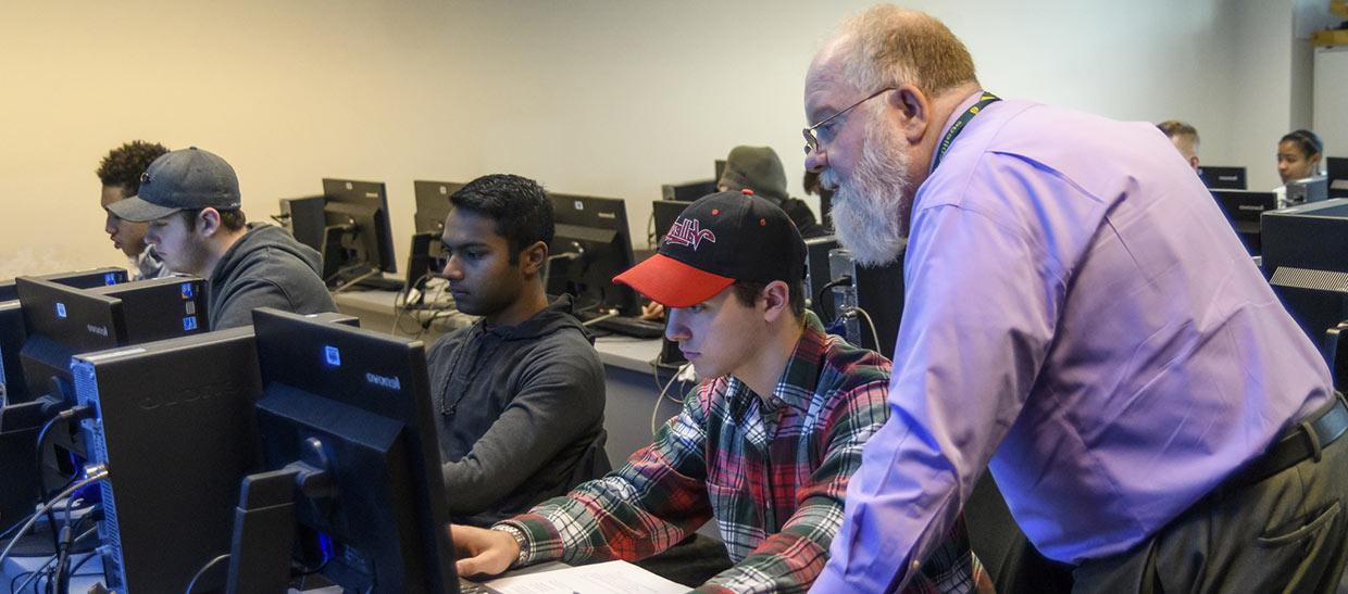 Students working on a computer