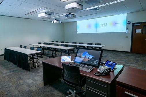 BTC 310 classroom with desks and equipment